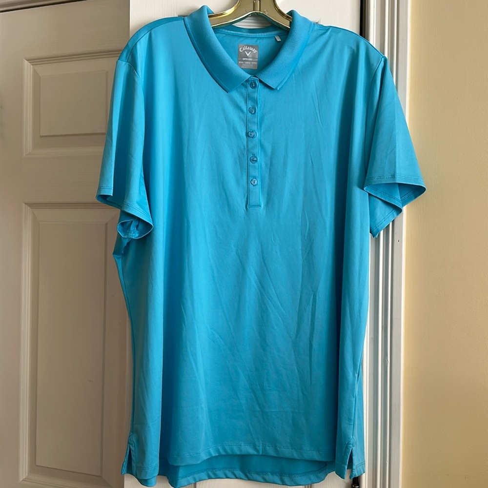 Women’s Callaway Golf Shirt Aqua XXXL Opti-Dri Shirt Plus Curvy